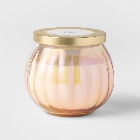 14oz Lidded Peach Depression Glass Jar Agave Coconut Candle - Opalhouse™ | Target
