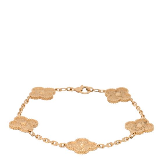 18K Yellow Gold 5 Motifs Vintage Alhambra Bracelet | FASHIONPHILE (US)