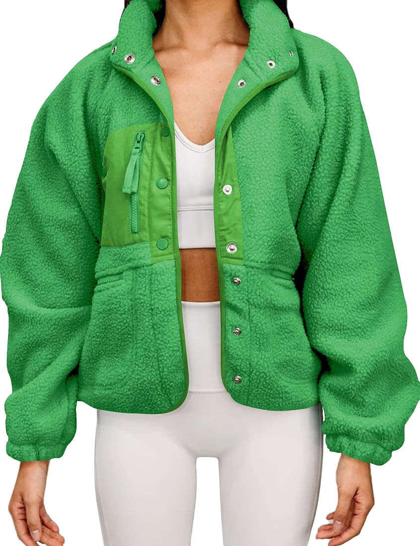 Womens Winter Coats Casual Lapel Long Sleeve Fleece Faux Fur Jacket | Amazon (US)