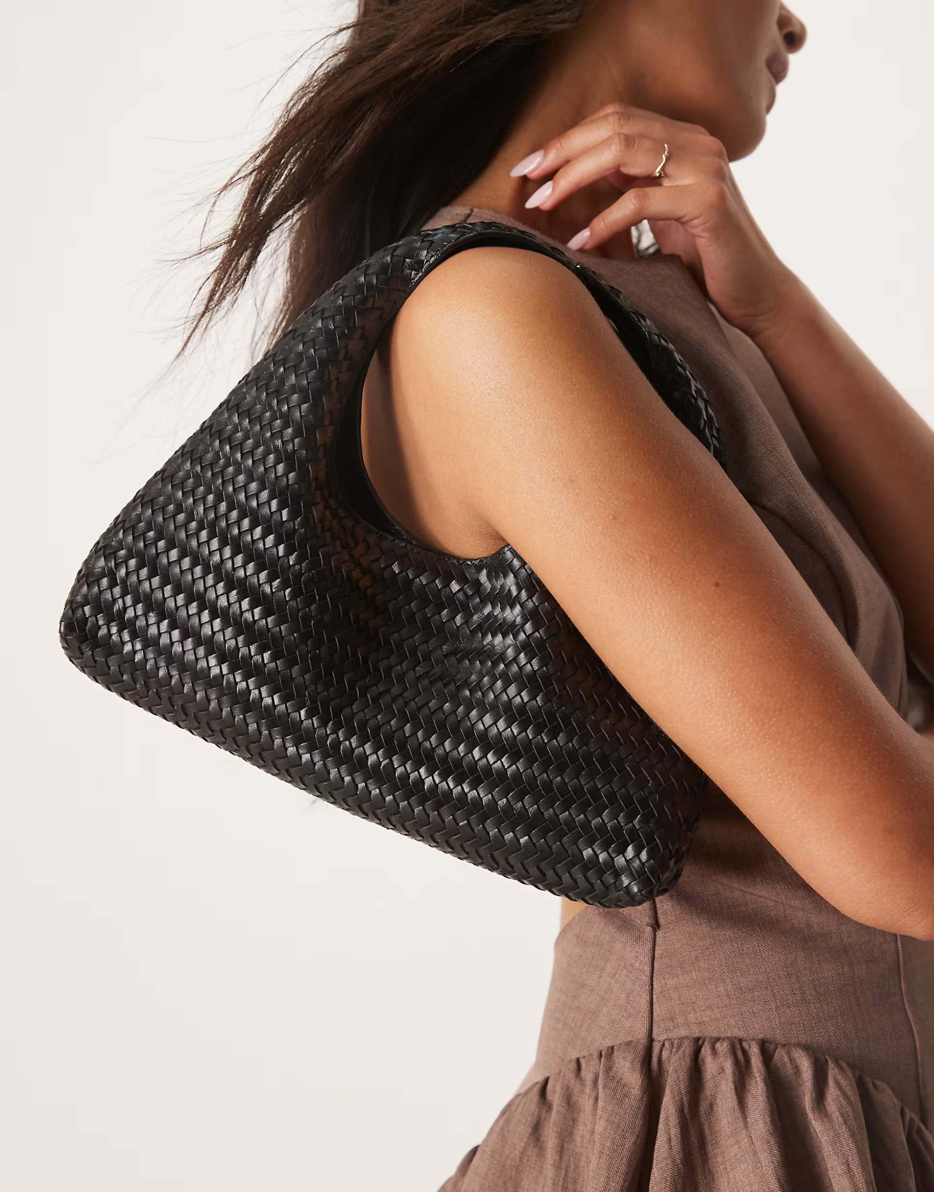 Mango woven leather handbag in black | ASOS | ASOS (Global)