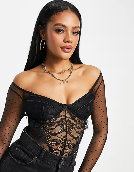 I Saw It First longsleeve lace bodysuit with lace detail in black | ASOS (Global)