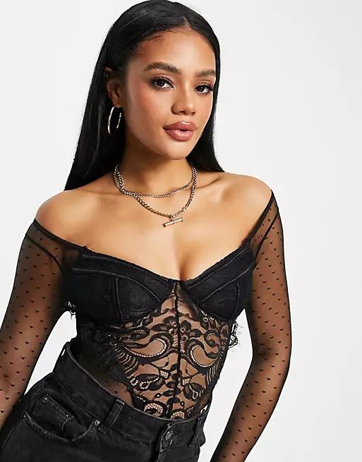 I Saw It First longsleeve lace bodysuit with lace detail in black | ASOS (Global)