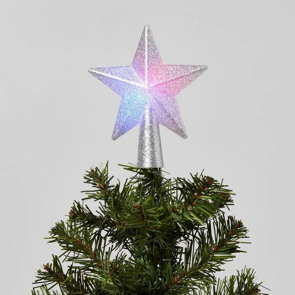 Mini Star Treetop Silver Glitter Color Changing LED Lights with Battery Pack 26in Lead in Wire - ... | Target