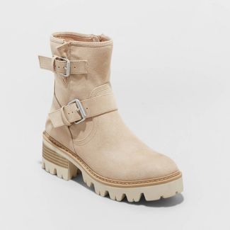 Women&#39;s Sullan Moto Boots - Universal Thread&#8482; Taupe 8 | Target