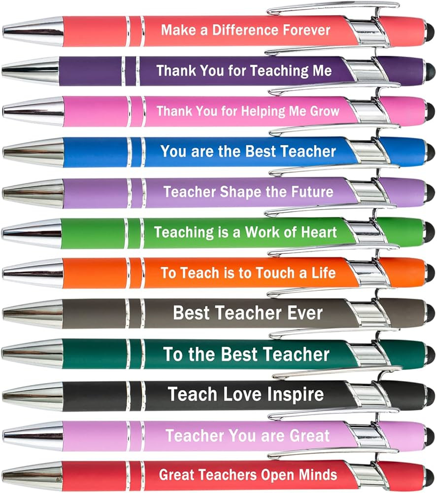 PASISIBICK 12 Pieces Greeting Teacher Ballpoint Pens with Stylus Tip, Thanks Teacher Touch Pens w... | Amazon (US)