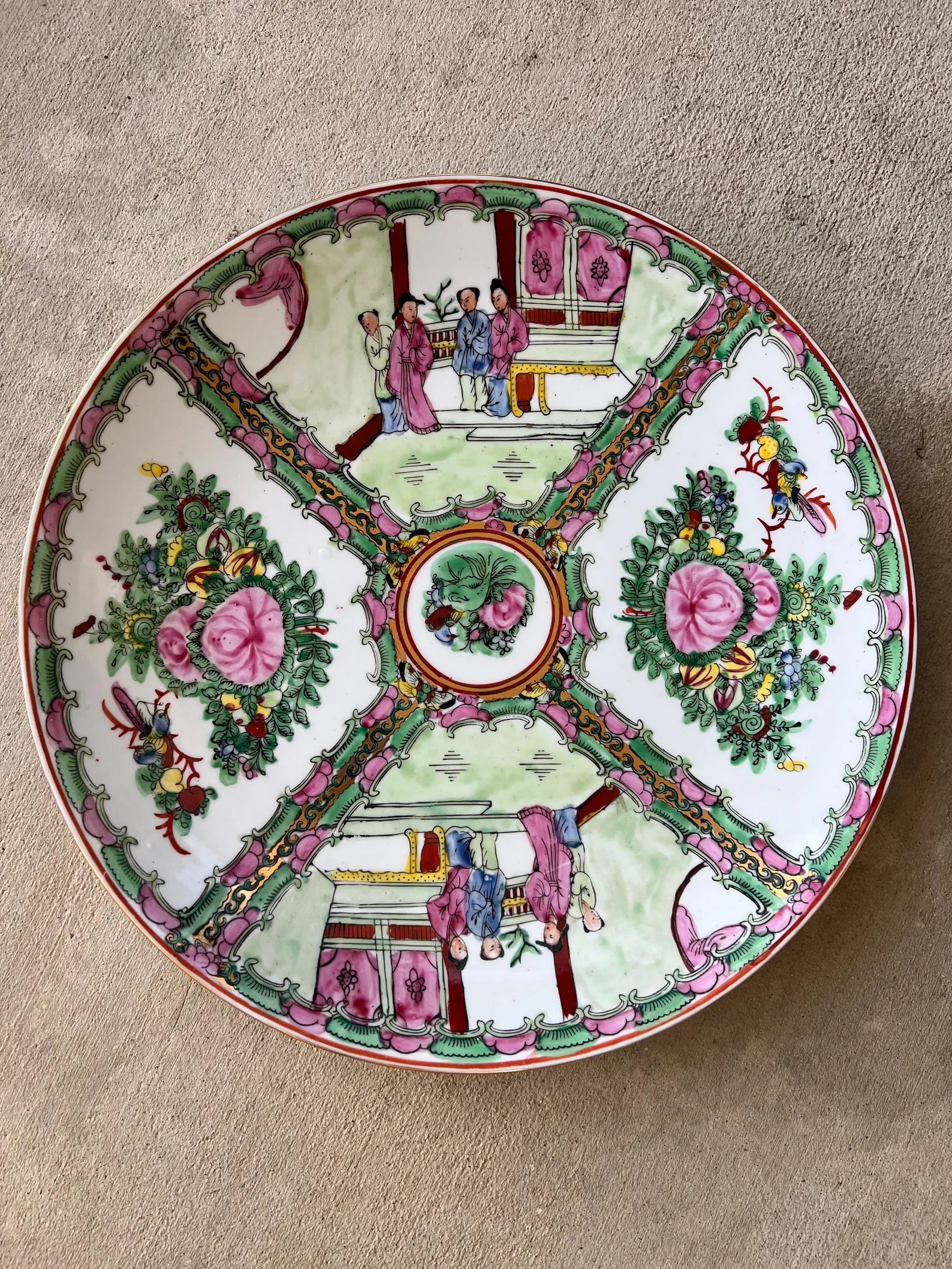 Antique Chinese Export Porcelain Charger Plate 13” Hand Painted Rose Medallion Famille Rose Dec... | Etsy (Global)