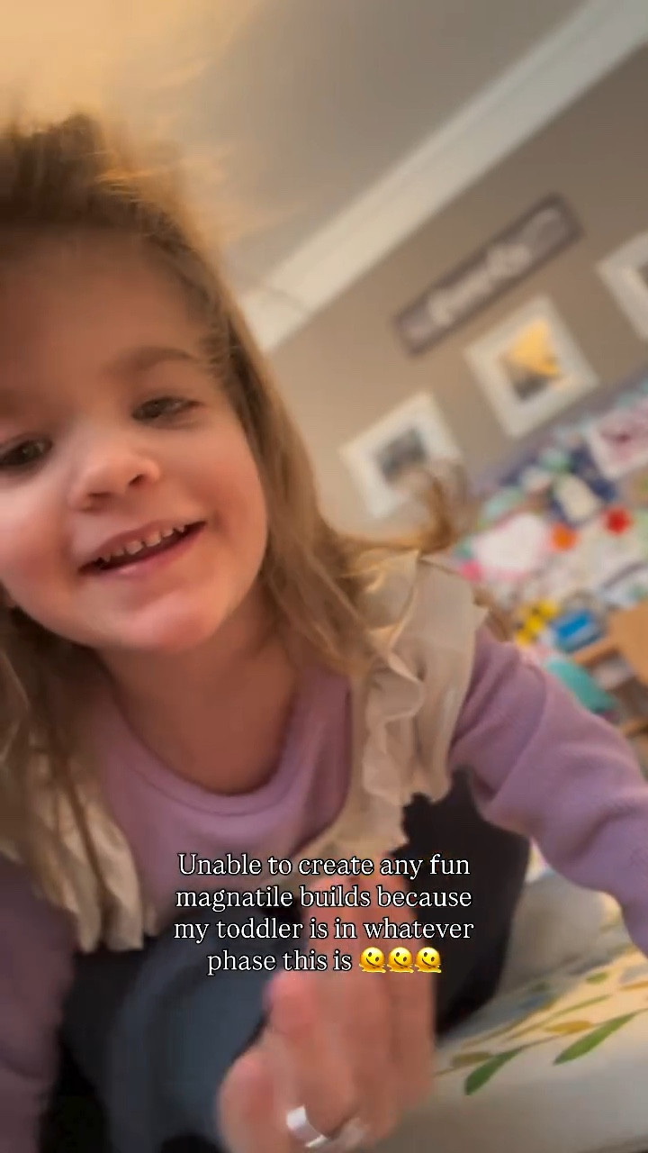 Anyone else in the same boat? 🤣🫠 Any time the magnatiles come out our girl suddenly loves to destroy haha please tell me this is a phase because they’re such a good toy for creative play!! 

#toddlermom #momlife #funny #lol #funnyvideos