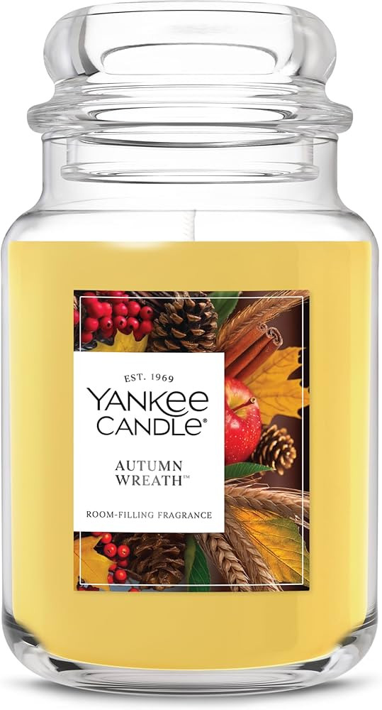 Yankee Candle Autumn Wreath, Fall Scented Candle, 22oz Large Jar with up to 150 Hour Burn Time | Amazon (US)