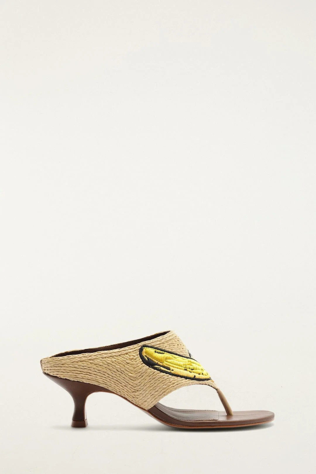 Raffia Embroidered Icons Kitten Heeled Sandal | FARM Rio | FarmRio (US)
