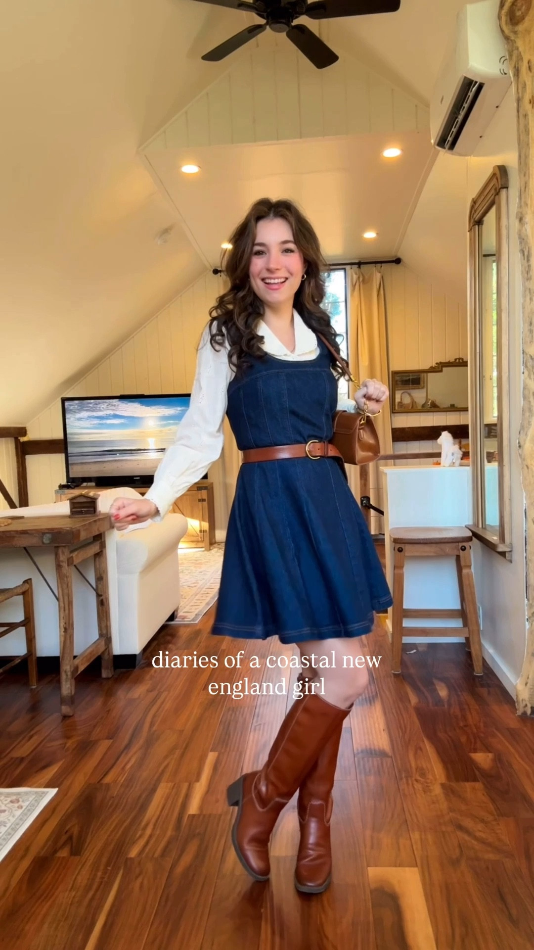 Classic preppy outfit of the day! 🤍🌊 
Denim Dress: Avec Les Filles (2)
Embriodered Button Up: Simple Retro (XS)
Knee High Boots: Zodiac (true to size!)

#LTKHoliday #LTKootd #LTKgrwm