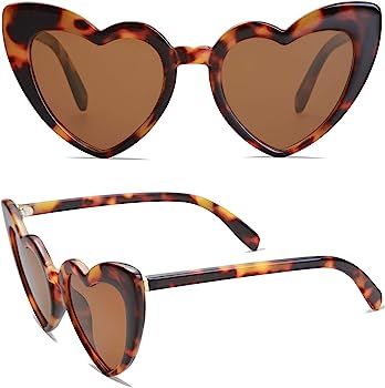 Heart Shaped Sunglasses Clout Goggle Vintage Cat Eye Mod Style Retro Glasses Kurt Cobain | Amazon (US)