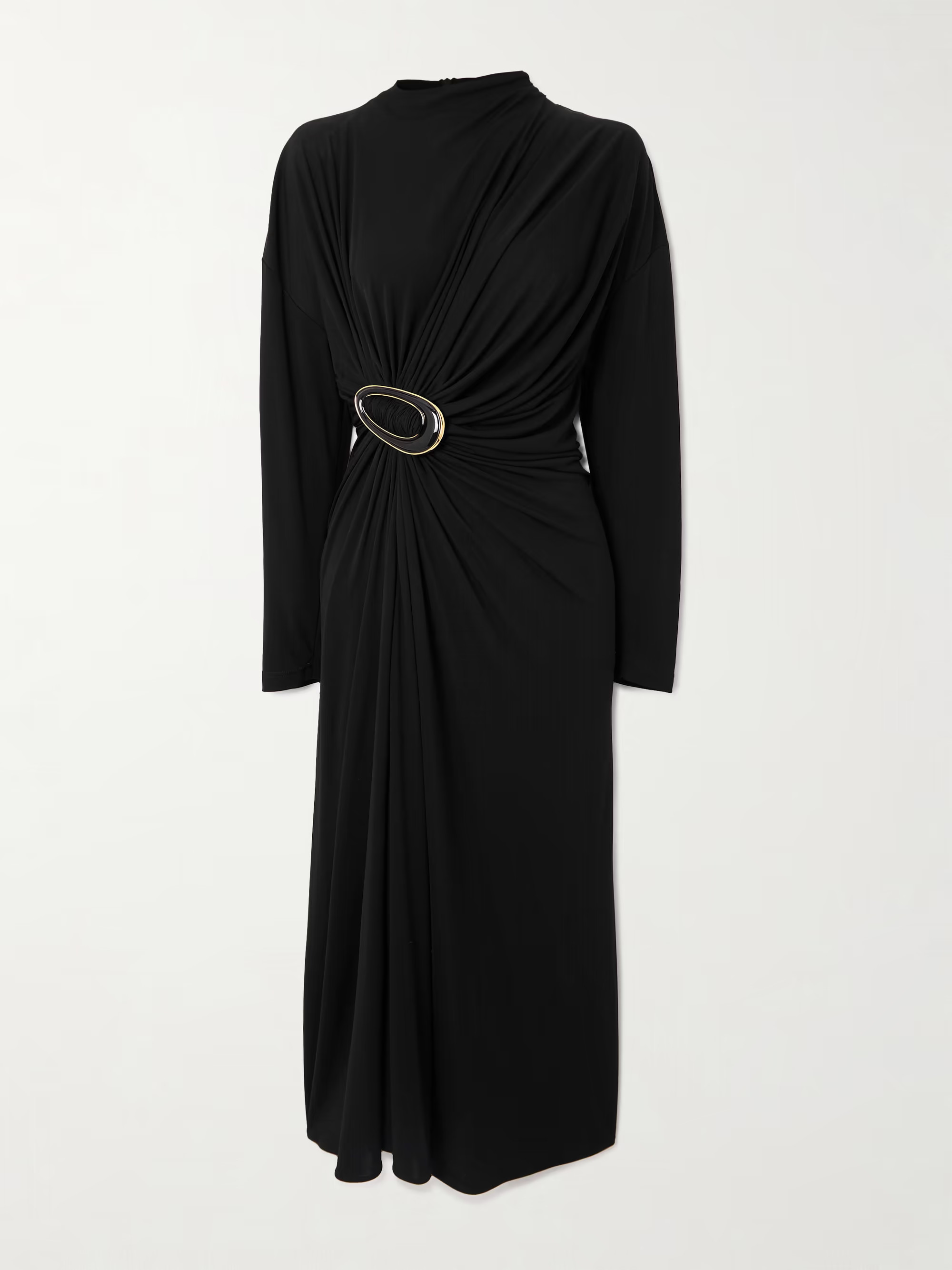 Embellished gathered jersey midi dress | NET-A-PORTER (US)