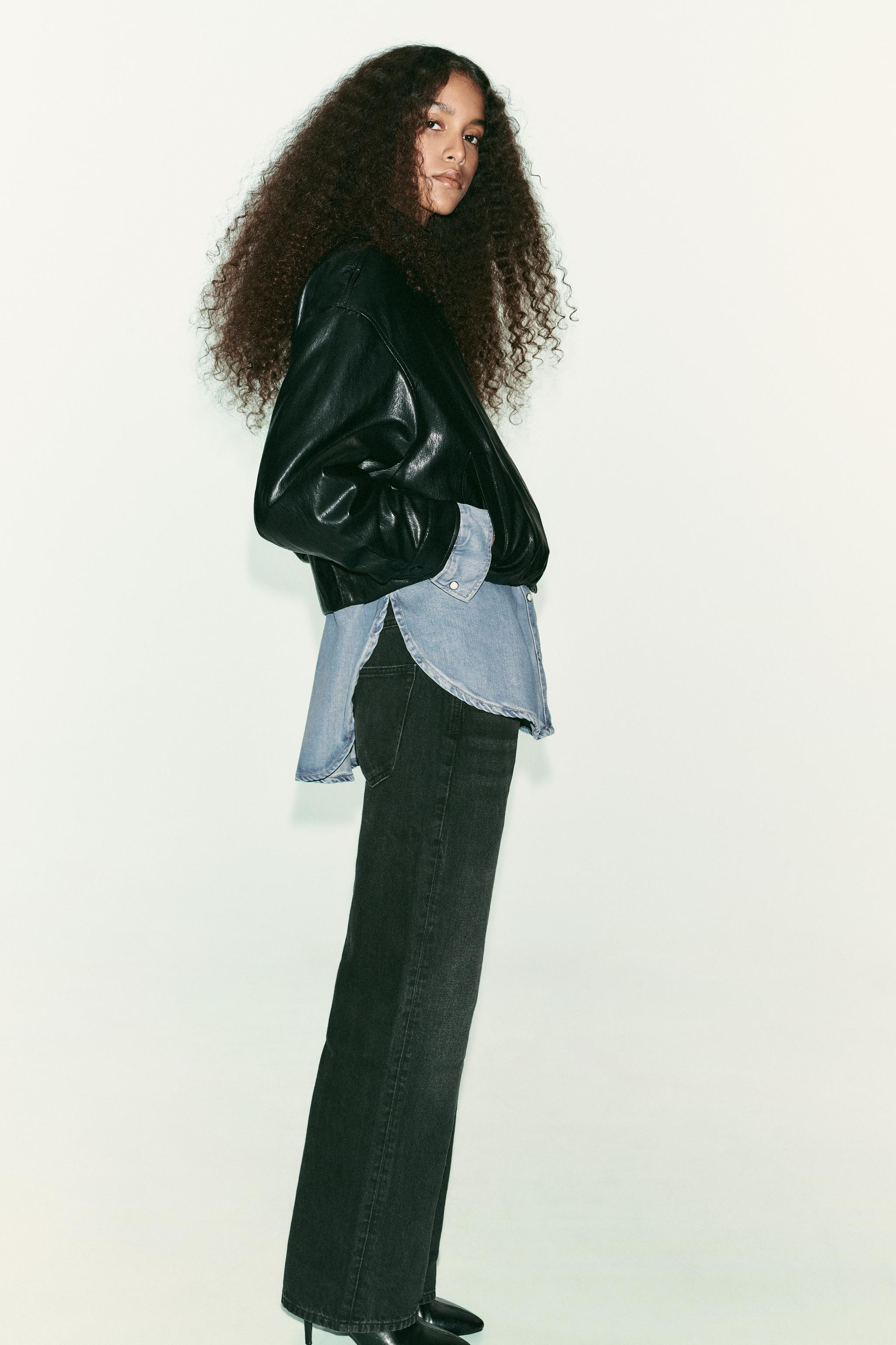 HIGH COLLAR FAUX LEATHER BOMBER JACKET | Zara US