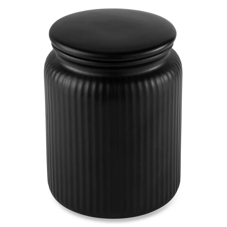 Thyme & Table Medium (815mL) Ceramic Ribbed Kitchen Organization Jar, Black | Walmart (US)