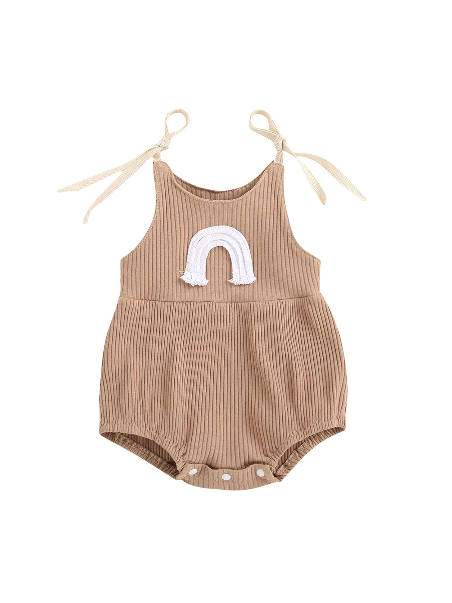 Qiylii Baby Romper, Rainbow Patterns U-Neck Sleeveless Strappy Bodysuit | Walmart (US)