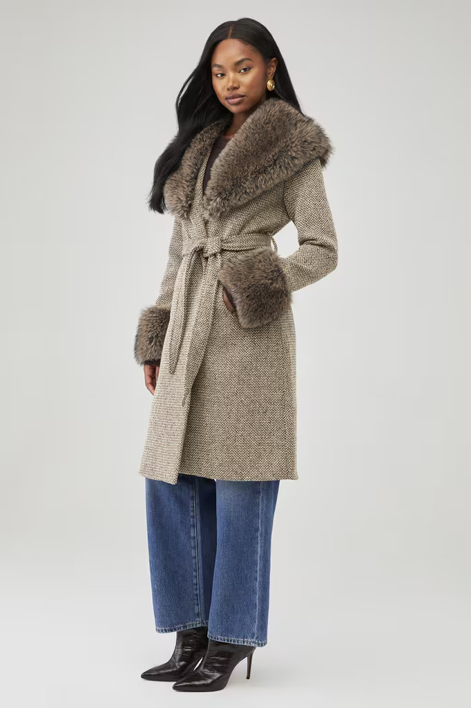 X UNREAL FUR TWEED FAUX FUR COAT | FashionPass