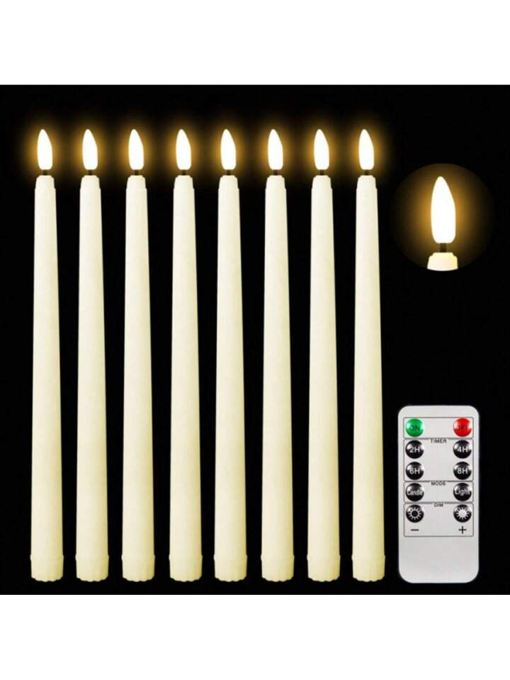 Conjunto De 6 Velas Cónicas Negras Sin Llama Parpadeantes Con Control Remoto De 10 Llaves, Bater... | SHEIN