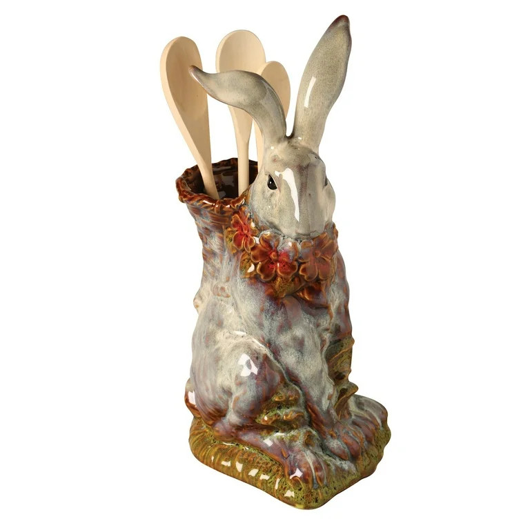 Porcelain Sculpted Rabbit Utensil Holder - Kitchen Crock Flower Vase | Walmart (US)