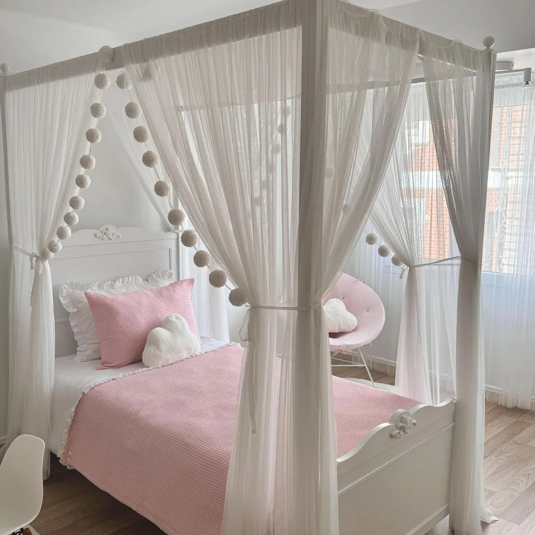 DELUXE White Canopy Bed, Poster Bed Full Curtains, Montessori Bed Canopy, Custom Bed Curtains, Be... | Etsy (US)