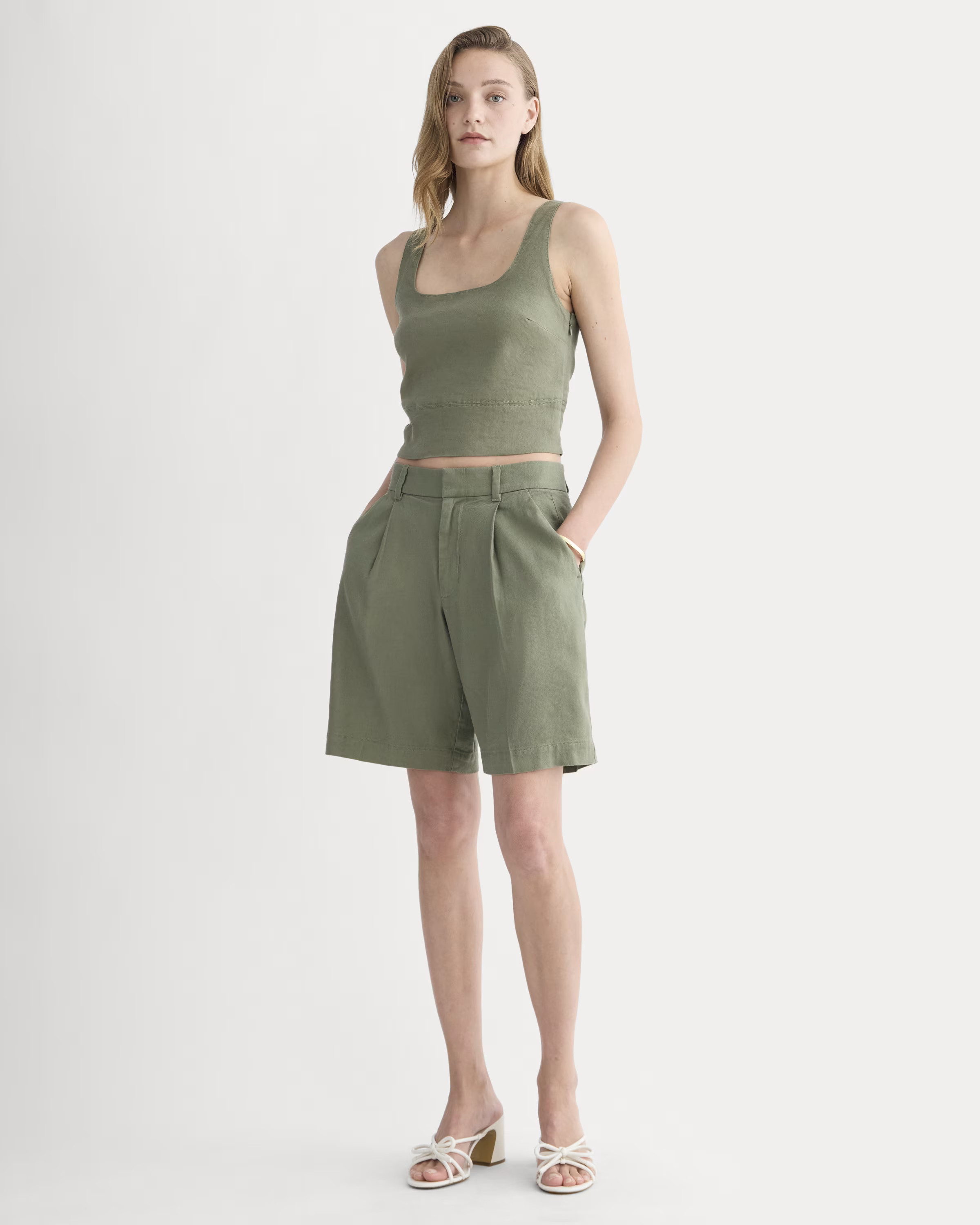 The Pleated Short in Stretch Linen | Everlane