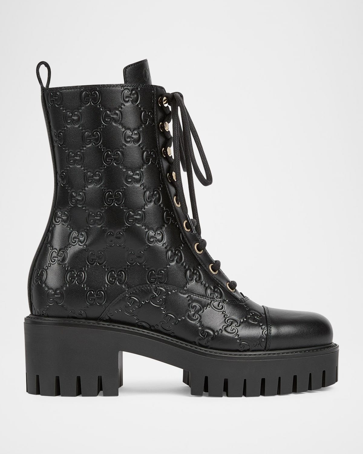 New Marmont GG Interlock Leather Combat Boots | Neiman Marcus