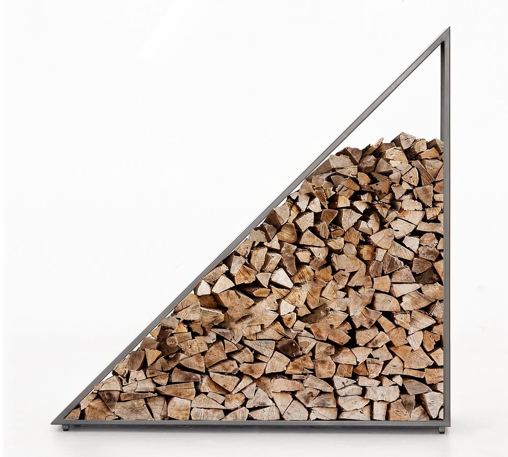 Geometric Coated Gunmetal Firewood Holder | Pottery Barn (US)