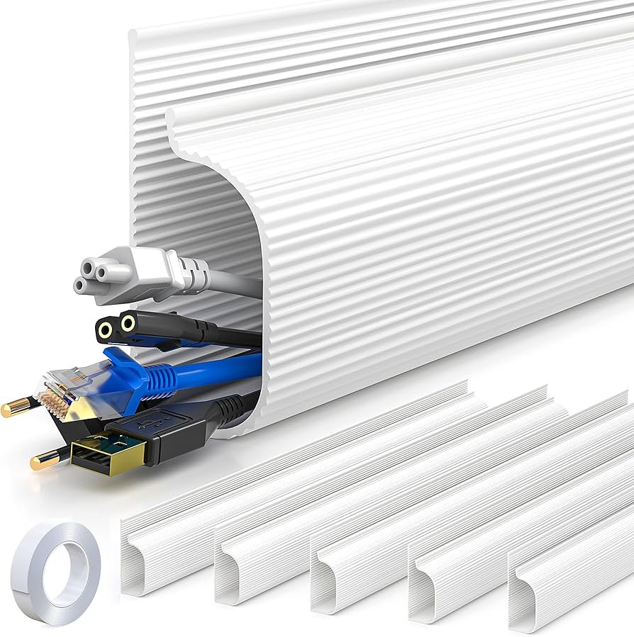 YECAYE 6X15.7 in Under Desk Cable Management,Cable Management Under Desk,Easy Install Self-Adhesi... | Amazon (US)