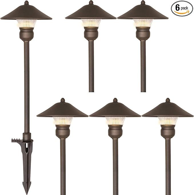 hykolity 6 Pack Low Voltage LED Landscape Pathway Light, 3W 150LM 12V Wired for Outdoor Yard Lawn... | Amazon (US)