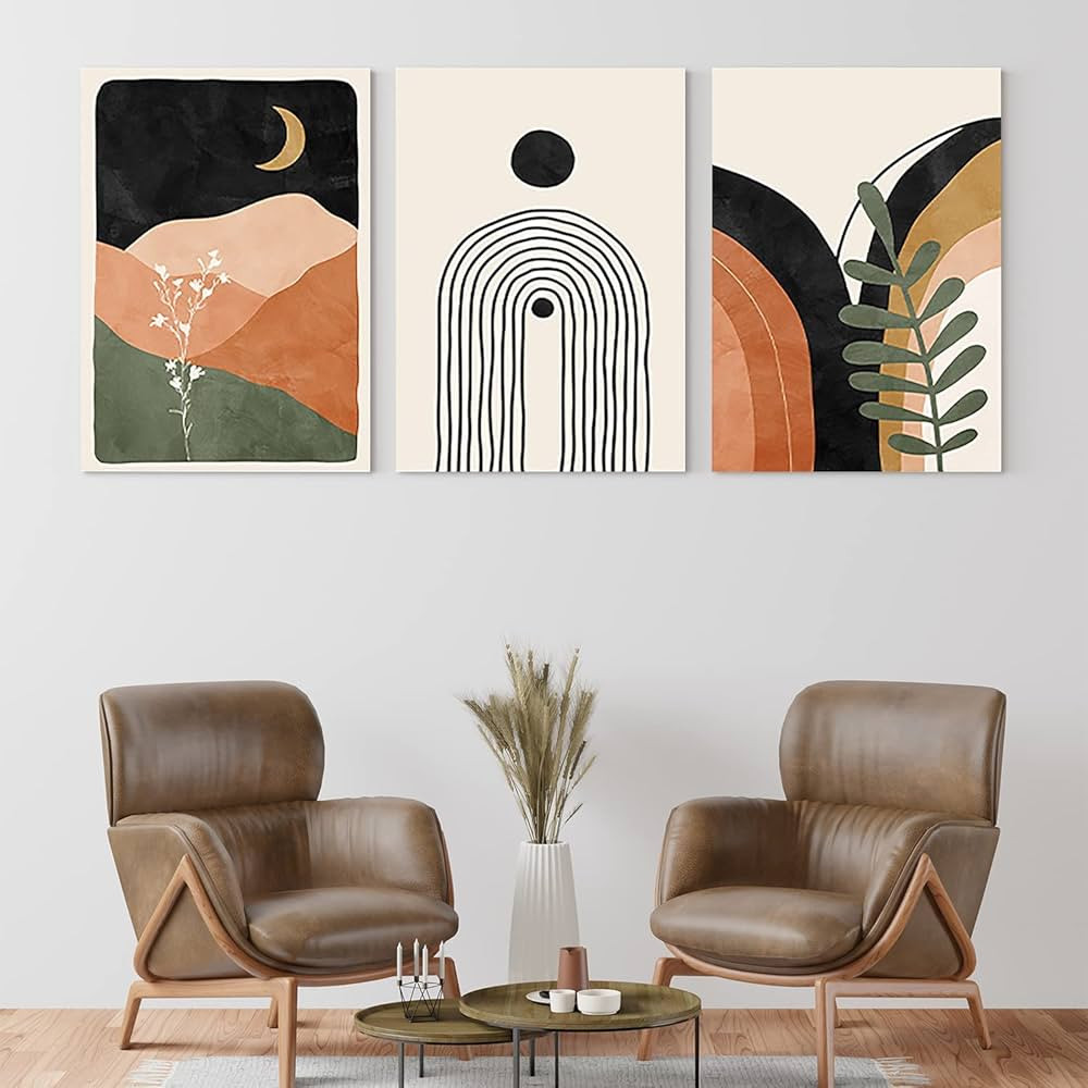 GUBIYU Set of 3 Boho Wall Decor Mid Century Modern Bedroom Wall Art Minimalist Bathroom Decor Gal... | Amazon (US)