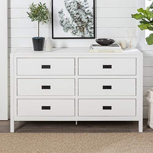 57" Classic Solid Wood 6-Drawer Dresser - White | Amazon (US)