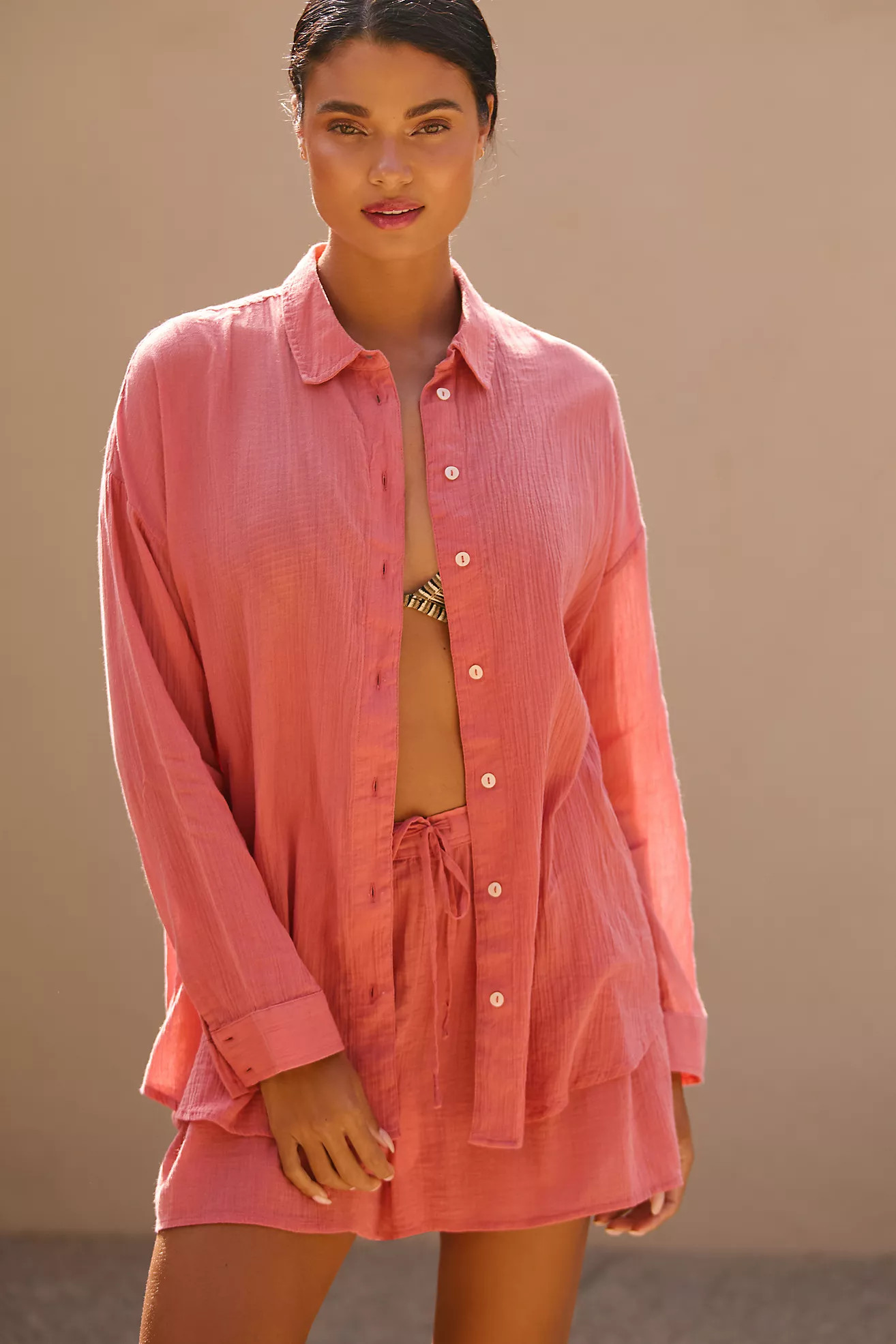 By Anthropologie Gauze Buttondown Shirt | Anthropologie (US)