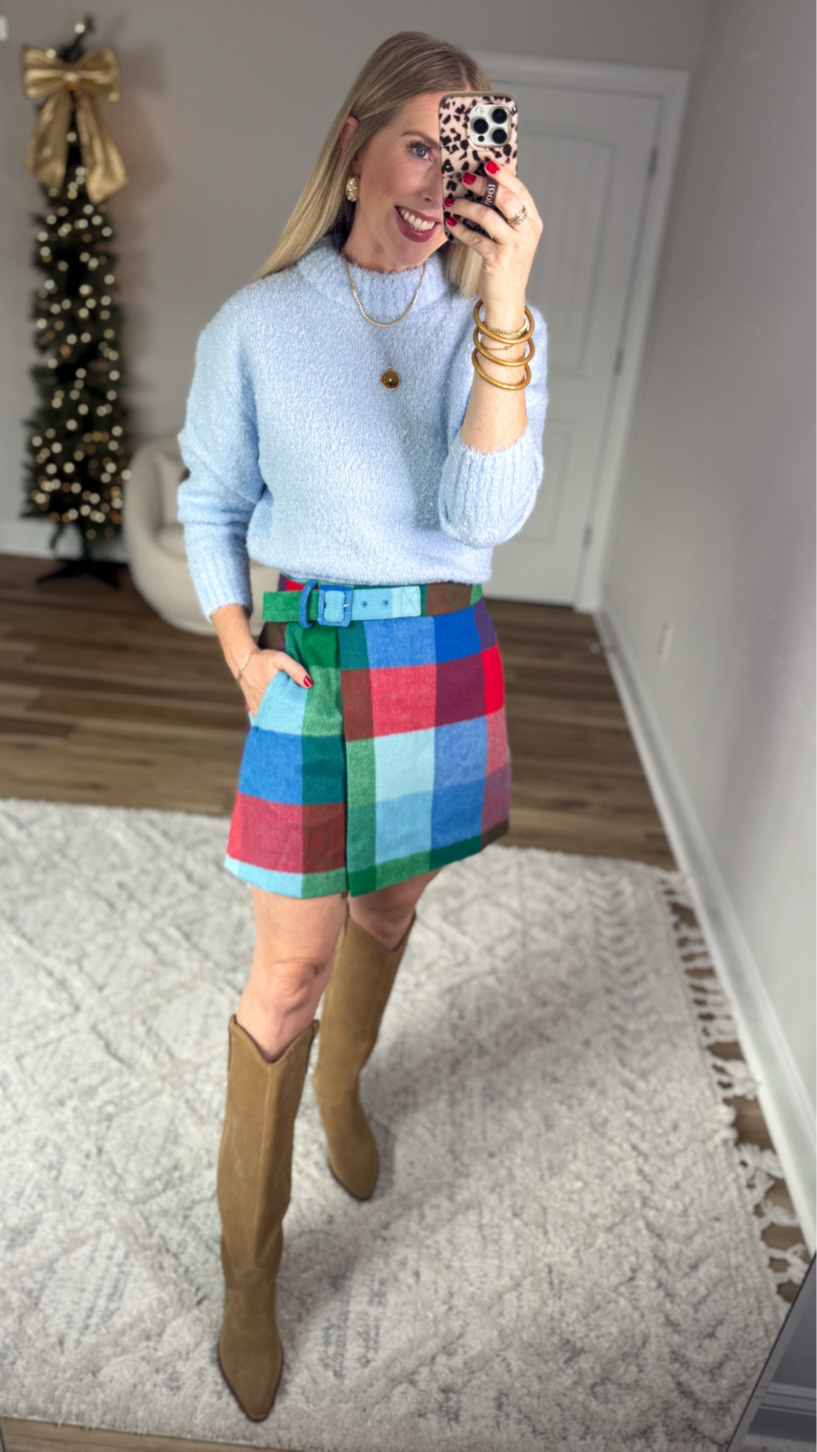 Weekend Walmart Wins try-on
Mock neck sweater- small
Plaid faux wrap skirt- 4, would prefer the 2 

#LTKootd #LTKFindsUnder50 #LTKStyleTip