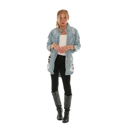 Shoreline s Distressed Denim Shirt | Walmart (US)