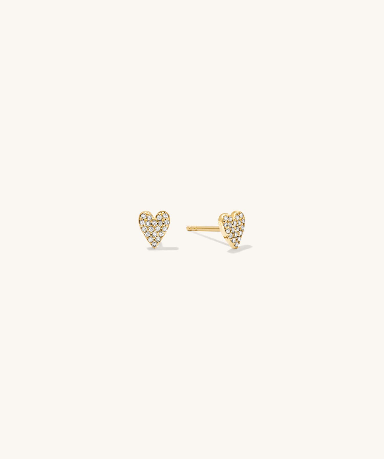 Mini Heart Pavé Diamond Stud Earrings | Mejuri Fine Crew