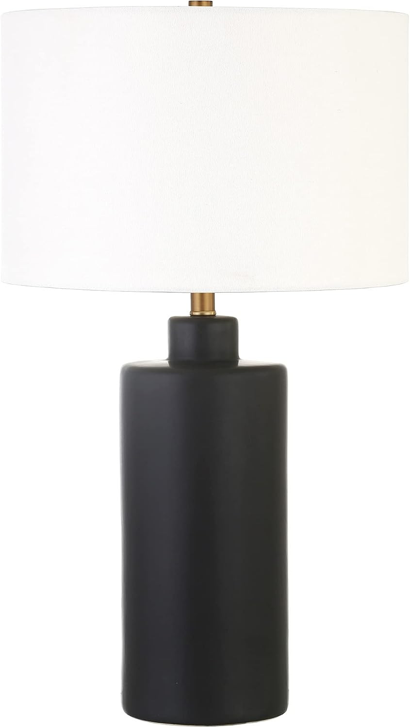 Henn&Hart 25" Tall Ceramic Table Lamp with Fabric Shade in Matte Black/White | Amazon (US)