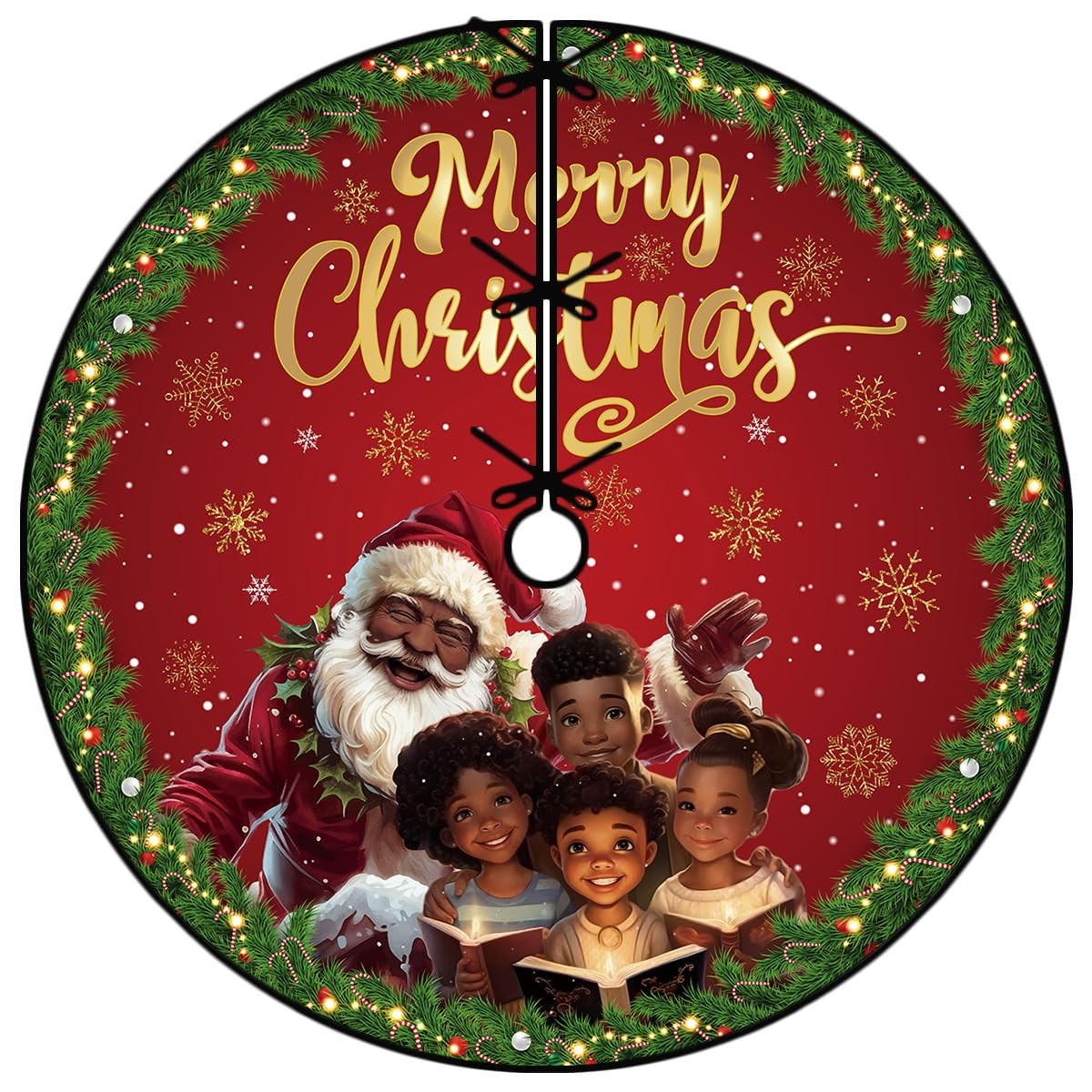 Black Santa Christmas Tree Skirt 48 Inch Black Santa Claus Tree Collar Winter Seasonal Holiday Xm... | Amazon (US)