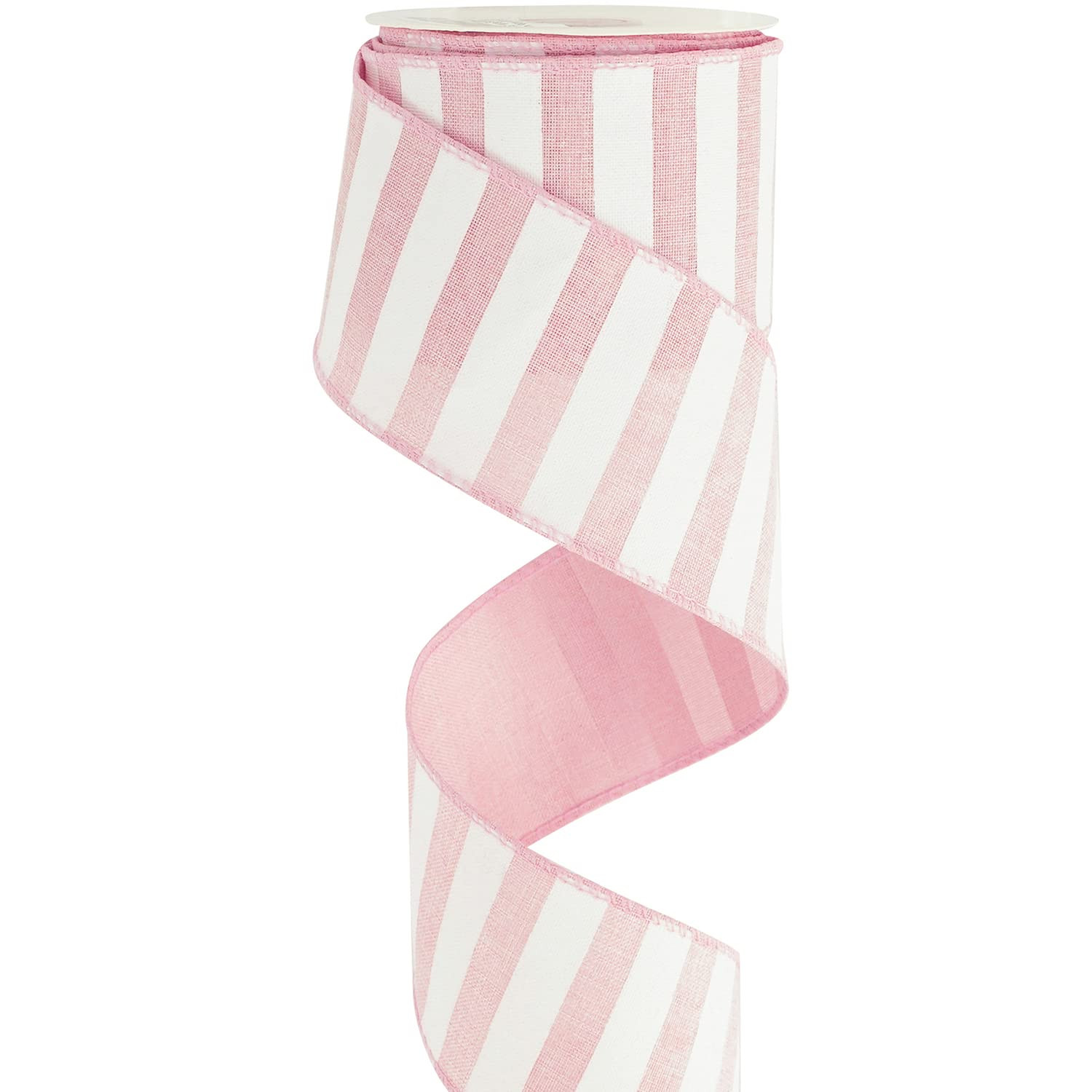 MEEDEE Pink Striped Burlap Ribbon - 2.5 Inch Wired Ribbon for Baby Girl Wreaths & Cakes, 10 Yards | Amazon (US)
