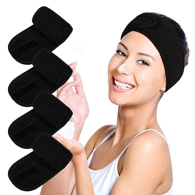 Facial Spa Headbands 4PCS, Makeup Shower Bath Wrap Sport Headband Terry Cloth Stretch Towel with ... | Amazon (US)
