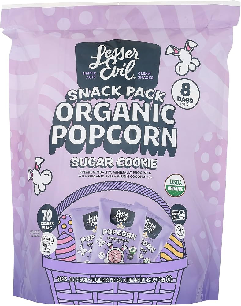 LESSEREVIL Organic Easter Sugar Cookie Popcorn Multipack, 4.8 OZ | Amazon (US)