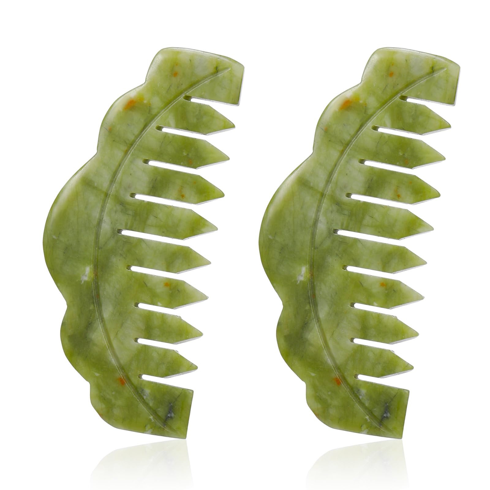 Geiserailie 2 Pieces Jade Combs Massage Stone Hair Gua Sha Scraping Scalp Comb Facial Massage Too... | Amazon (US)