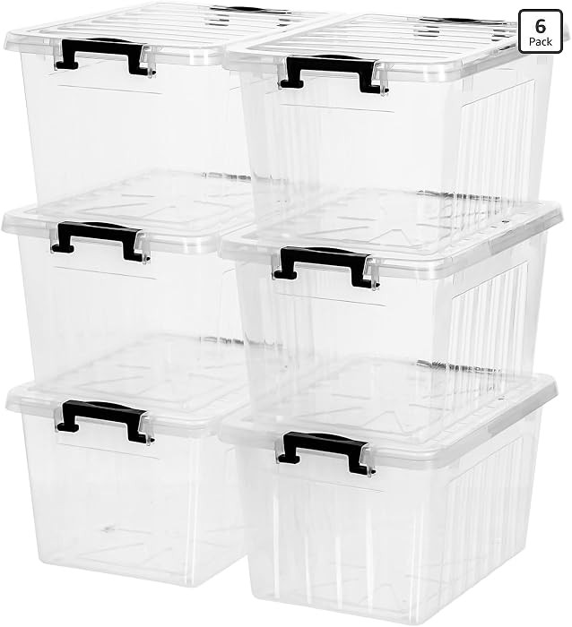 Citylife 22 QT Clear Plastic Storage Bins with Lids Stackable and Nestable Storage Boxes with Lid... | Amazon (US)