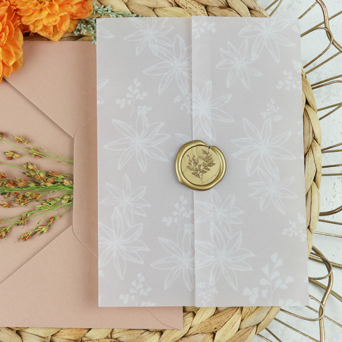 Cream Printed Fall Floral Vellum Jackets | Size 5x7 | Set of 50 | Minted