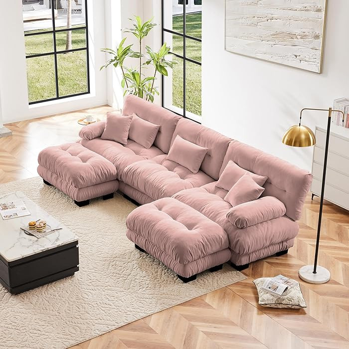 Luxury Modular Sectional Sofa Couch with 2 Ottomans - Oversized U Shaped Cloud Couch for Living R... | Amazon (US)