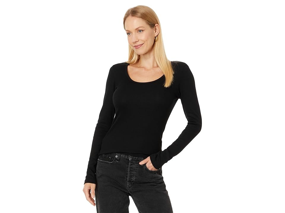Michael Stars Emilia Scoop Neck Tee (Black) Women's Clothing | Zappos