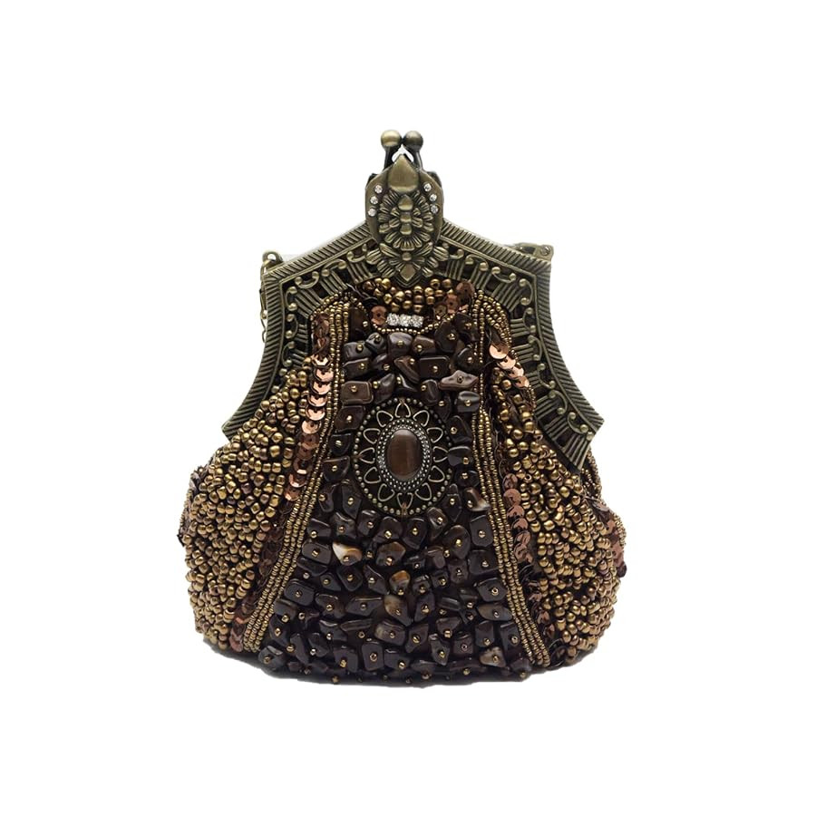 Vintage 1920s Beaded Evening Bag Women Pearl Clutch Bag Sequin Rhinestone Handbag Bridal Wedding ... | Amazon (US)