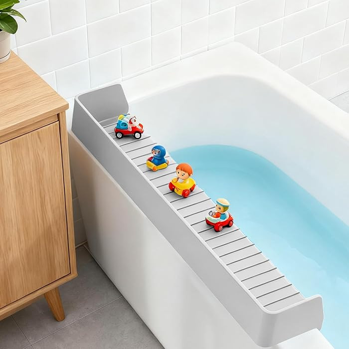 Bathtub Splash Guard for Kids,2.6 FT Silicone Bathtub Play Shelf with 11 Suction Cups, Bath Tub L... | Amazon (US)