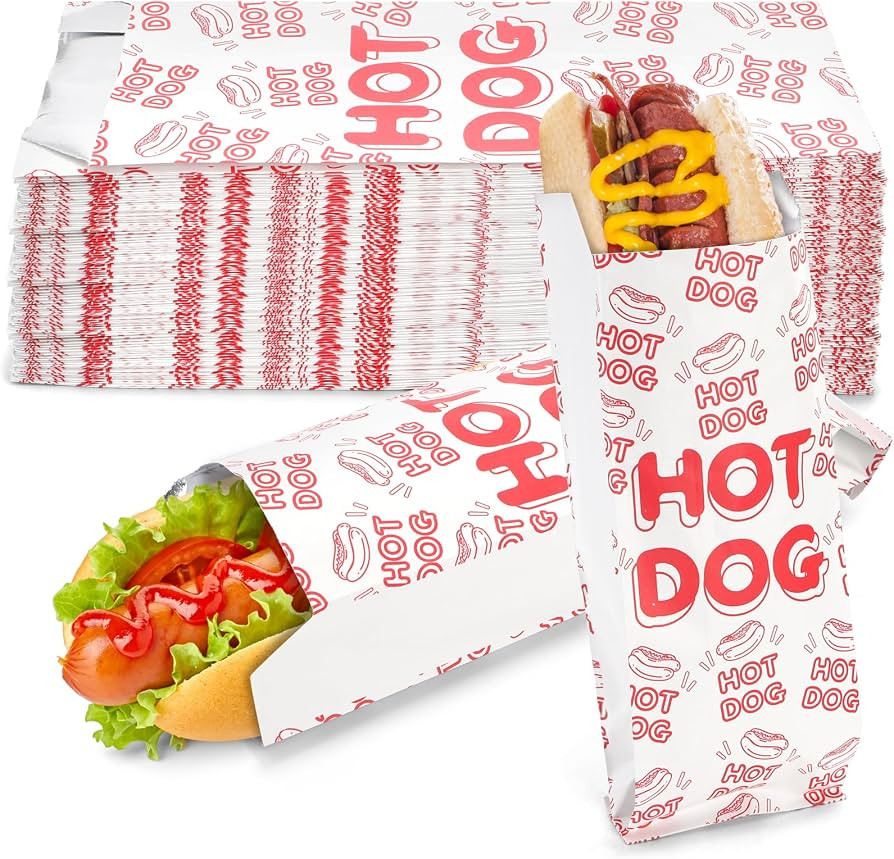 ZENFUN 200 Pcs Hot Dog Wrappers, Foil Hot Dog Sleeves, Grease Proof Hot Dog Bag, Food Wrapper Dis... | Amazon (US)