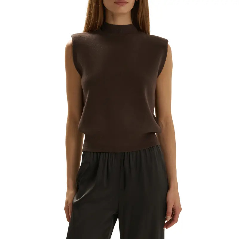 Favorite Daughter The Whitney Sleeveless Knit Crop Top in Tobacco at Nordstrom, Size Large | Nordstrom