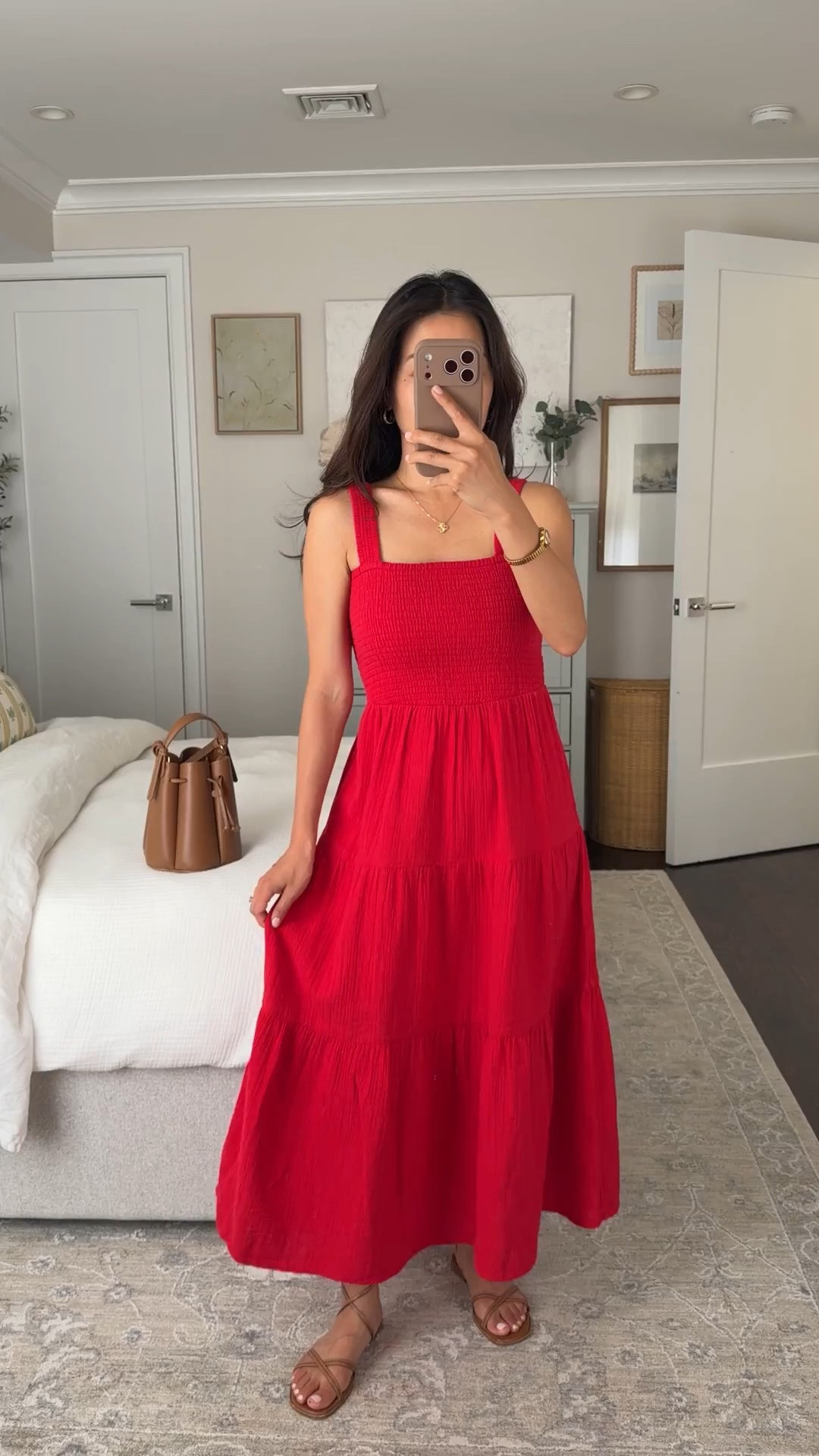 Now comes in petite sizing!
• Quince Organic Cotton Gauze Smocked Maxi Dress XS petite - hits ankle length on me, breathable, light and airy, and has pockets 
• Margaux sandals 5 
• Polene bag, linked similar 

Petite friendly summer dress, easy petite summer outfit ideas

#LTKPetite #LTKSeasonal #LTKootd