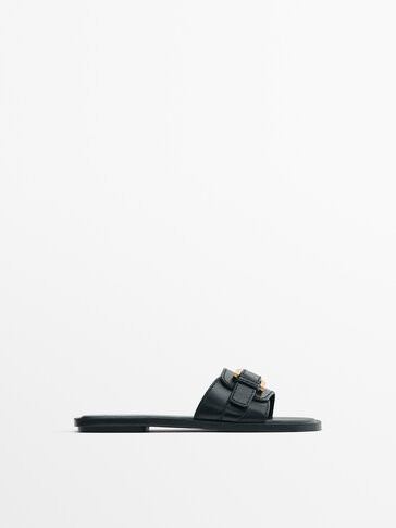 FLAT LEATHER SANDALS - Massimo Dutti | Massimo Dutti US